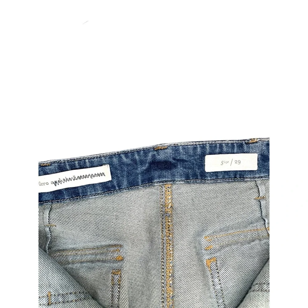 Anthropologie Pilcro High-Rise Crop Wide-Leg Jeans Size 29 blue boho utility